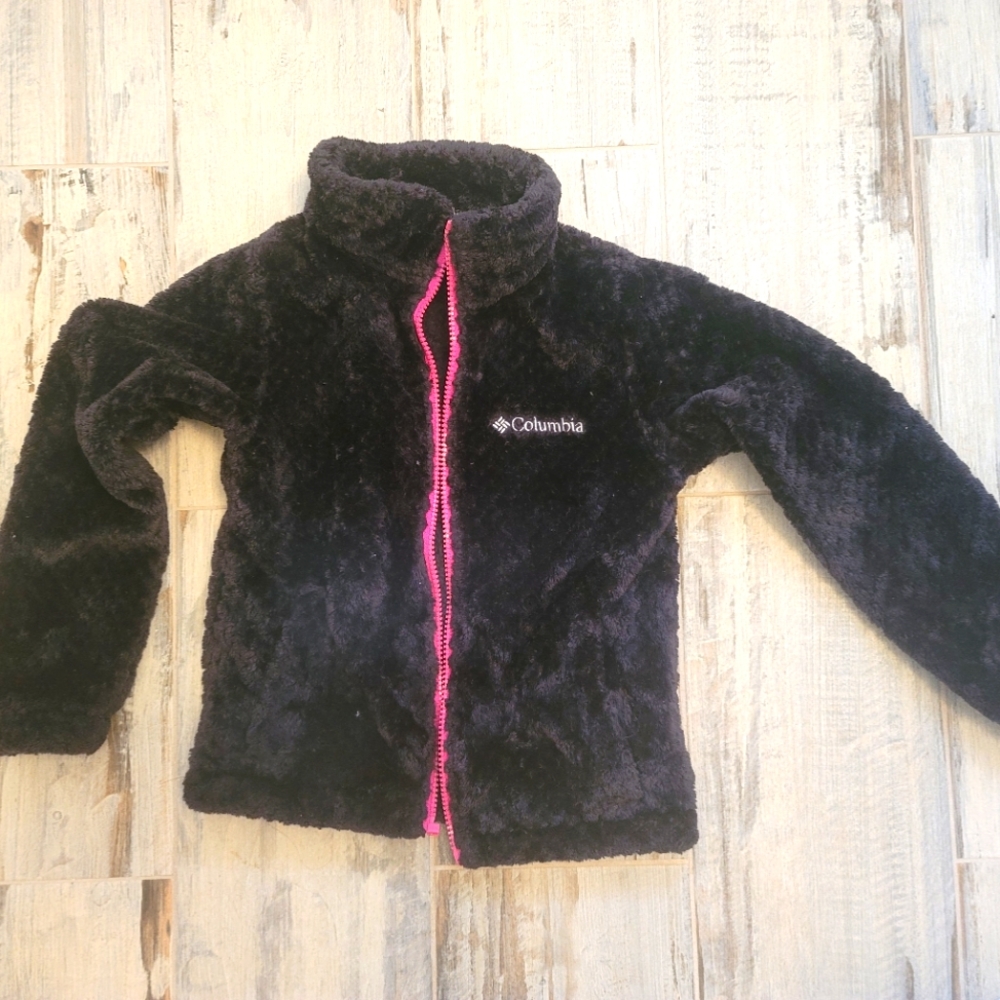 Columbia Girls Fleece size XS 6/6x Black with Pink Zipper